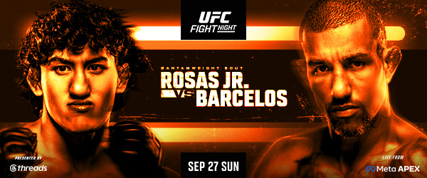 【テレビ・配信】9.27『UFC』ロサスJr.vsバルセロシュ、中村倫也vsヒースタンドほか生中継・放送・配信情報