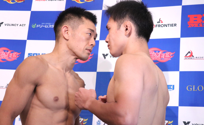 【DEEP】窪田泰斗、仕上がり抜群で飴山聖也と睨み合い！＝前日計量